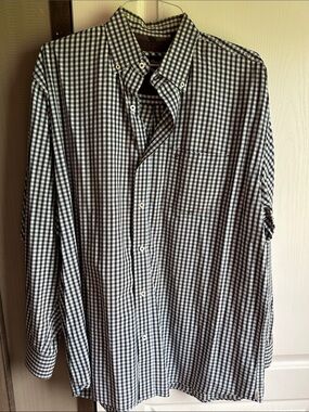 XL Rafter C Men's Button-Down Gingham Shirt - Blue, Brown & White